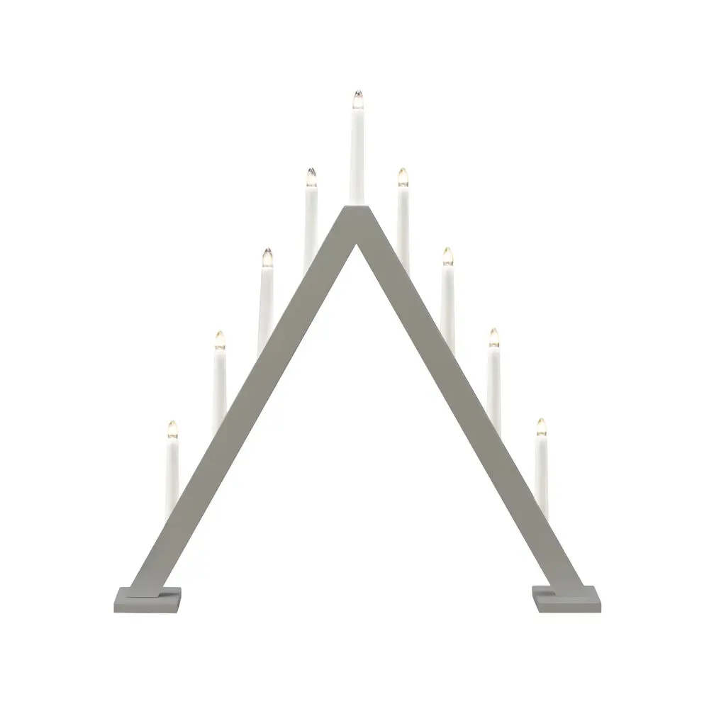 Candelabra 9 Lights Grau Von Konstsmide - Schaffen Sie eine stilvolle und moderne Weihnachtsatmosph&auml;re mit diesem eleganten Adventsleuchter aus grau lackiertem Holz.