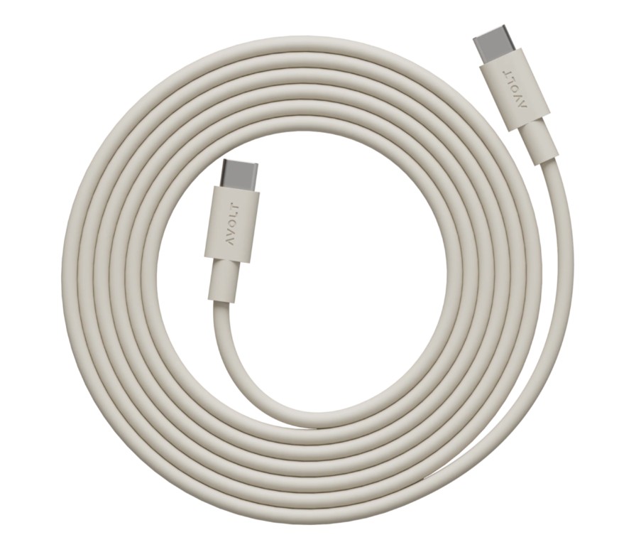 Cable 1 USB C to USB C Charging Cable, 2m Sand Von Avolt - Kabel 1 USB-C auf USB-C von Avolt kombiniert leistungsstarkes Laden mit stilvollem skandinavischen Design.