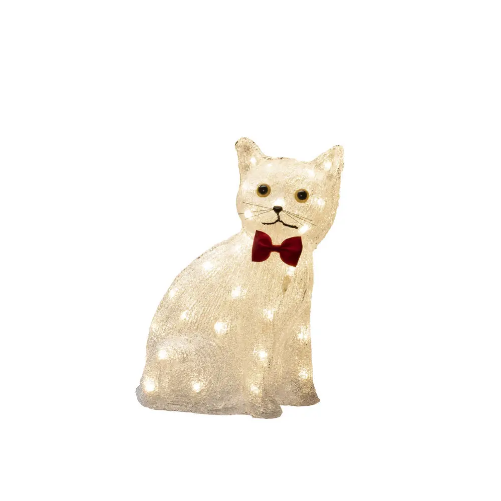 Sitzende Katze Aus Acryl Klar Von Konstsmide - Charmant und verspielt &ndash; Diese sitzende Acrylkatze verbreitet mit ihren 40 warmwei&szlig;en LED-Lichtern W&auml;rme.
