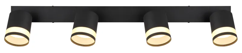 Lucero 4 Schwarz spotlight Von Globo Lighting - Lucero spotlight med 4st cylindriska riktbara sk&auml;rmar erbjuder en stilren och effektiv belysningsl&ouml;sning f&ouml;r alla rum.