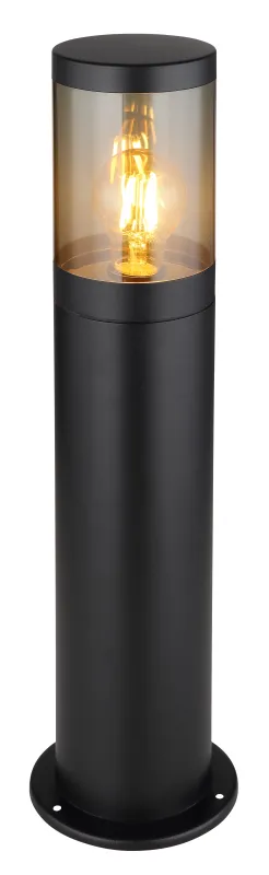 Xeloo 50cm Schwarz pollarleuchten Von Globo Lighting - Tillverkad i rostfritt st&aring;l med en r&ouml;kf&auml;rgad plastsk&auml;rm ger den ett mjukt och behagligt ljus.