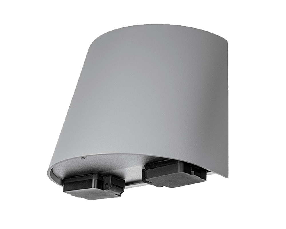 Mini m. uttag Grau außenlampe Von Westal - Die Rückseite ist mit zwei Ein- und Ausgängen und einem 4-poligen Schnellanschlussklemmenblock ausgestattet.