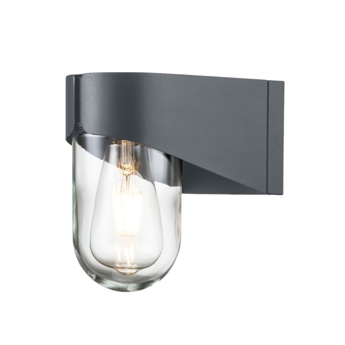 Porto 18cm Grau außenlampe Von Elstead Lighting - Tillverkad av rostfritt st&aring;l i gr&aring; finish och glas, erbjuder den en robust och v&auml;dert&aring;lig konstruktion som &auml;r idealisk f&ouml;r fasader, entr&eacute;er och uteplatser.