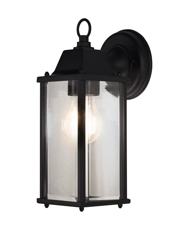Lantern Square M Schwarz außenlampe Von Ledvance - Sie besteht aus langlebigem Aluminiumdruckguss und verf&uuml;gt &uuml;ber einen Schirm aus klarem Glas, der ein sch&ouml;nes und einladendes Licht verbreitet.