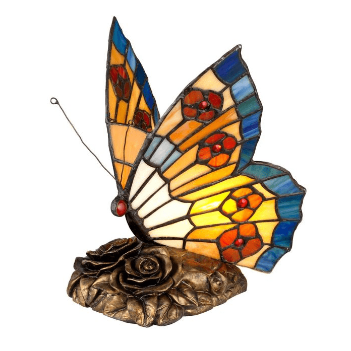Butterfly 23cm Mehrfarbig Von Elstead Lighting - Der Sockel hat ein elegantes Bronze-Finish, das ihm ein anspruchsvolles und zeitloses Aussehen verleiht.
