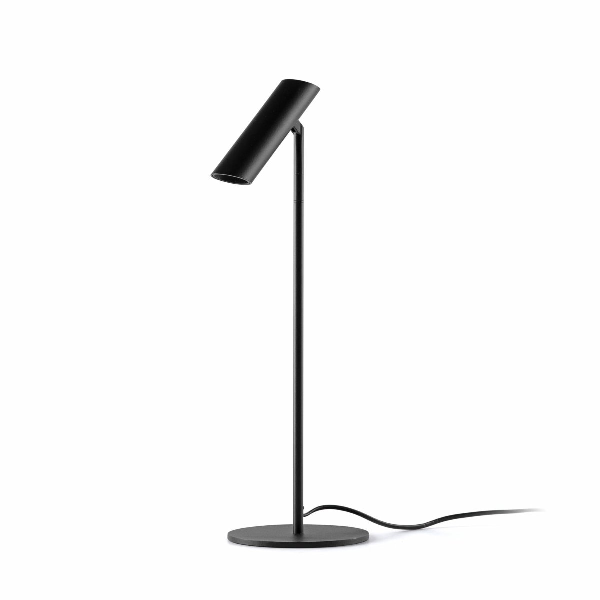 Leo 48cm Schwarz schreibtischlampe Von Faro Barcelona - Leo ist eine schwarze Tischleuchte mit integrierter LED, die Vielseitigkeit mit modernem Design verbindet.