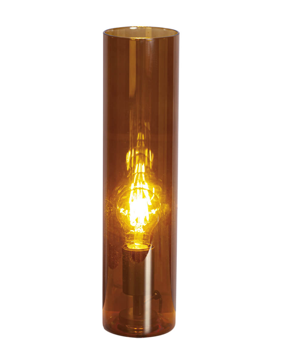 Flake 40cm Bernstein tischlampe Von By Rydéns - Mit ihrem eleganten zylinderf&ouml;rmigen Glas und der Verf&uuml;gbarkeit in trendigen Farben wie dunklem Bernstein, Wei&szlig; und Gr&uuml;n ist Flake die perfekte Lampe, um Stil und Atmosph&auml;re in Ihr Zuhause zu bringen.
