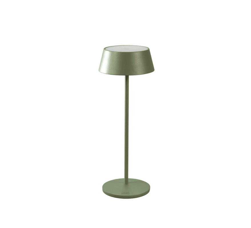 Menton 30cm Grün tragbare Von Konstsmide - Die Lampe ist mit einem Touch-Dimmer ausgestattet, mit dem sich Helligkeit und Farbtemperatur von warmgelbem Licht bis hin zu warmweißem Licht einstellen lassen.