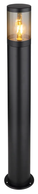 Xeloo 80cm Schwarz pollarleuchten Von Globo Lighting - Tillverkad i rostfritt st&aring;l med en r&ouml;kf&auml;rgad plastsk&auml;rm ger den ett mjukt och behagligt ljus.