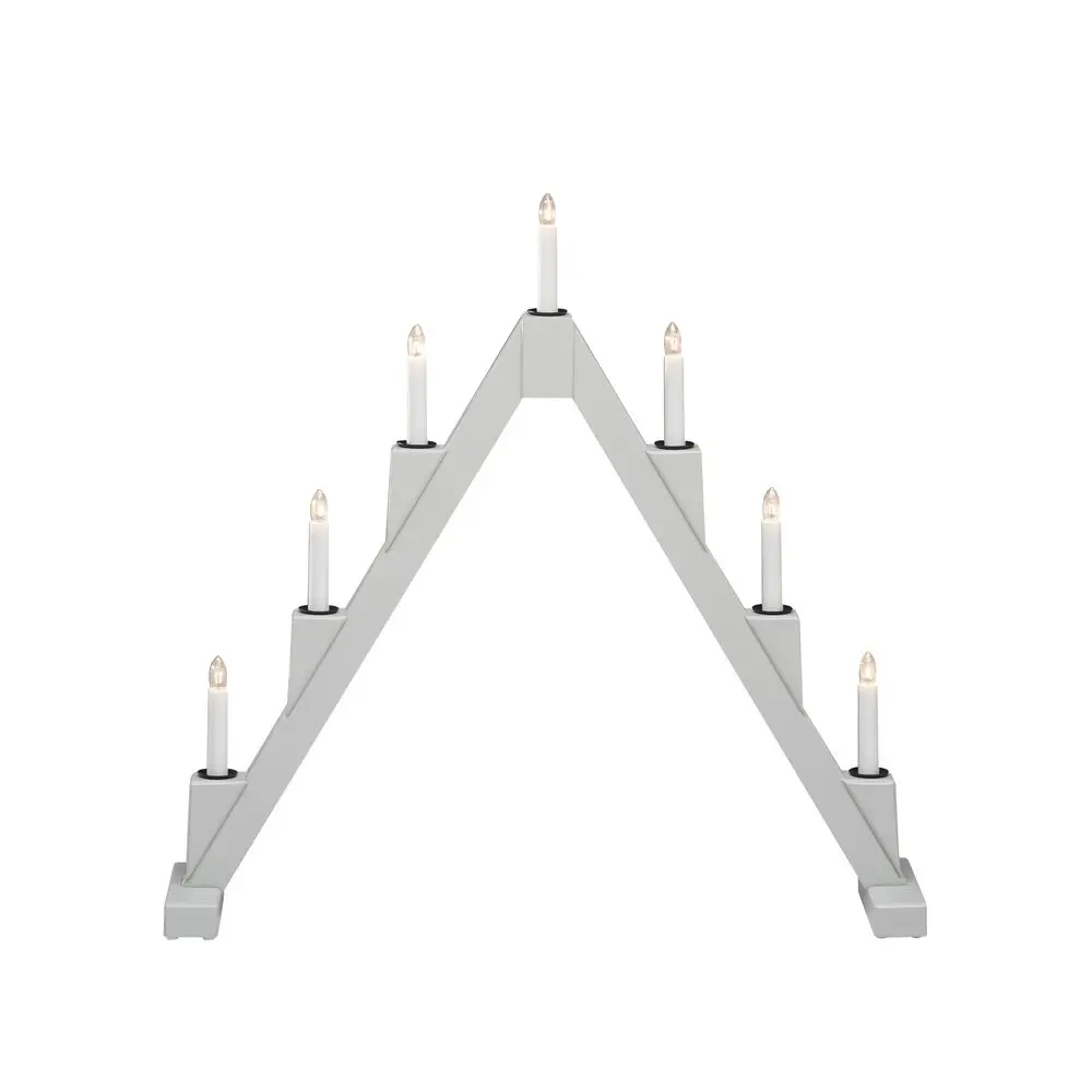 Candelabra 7 Lights Grau Von Konstsmide - Faltbarer elektrischer Kerzenst&auml;nder mit 7 Kerzen, aus grau lackiertem Holz, verziert mit schwarzen Ringen um jede Kerze f&uuml;r eine elegante Note.