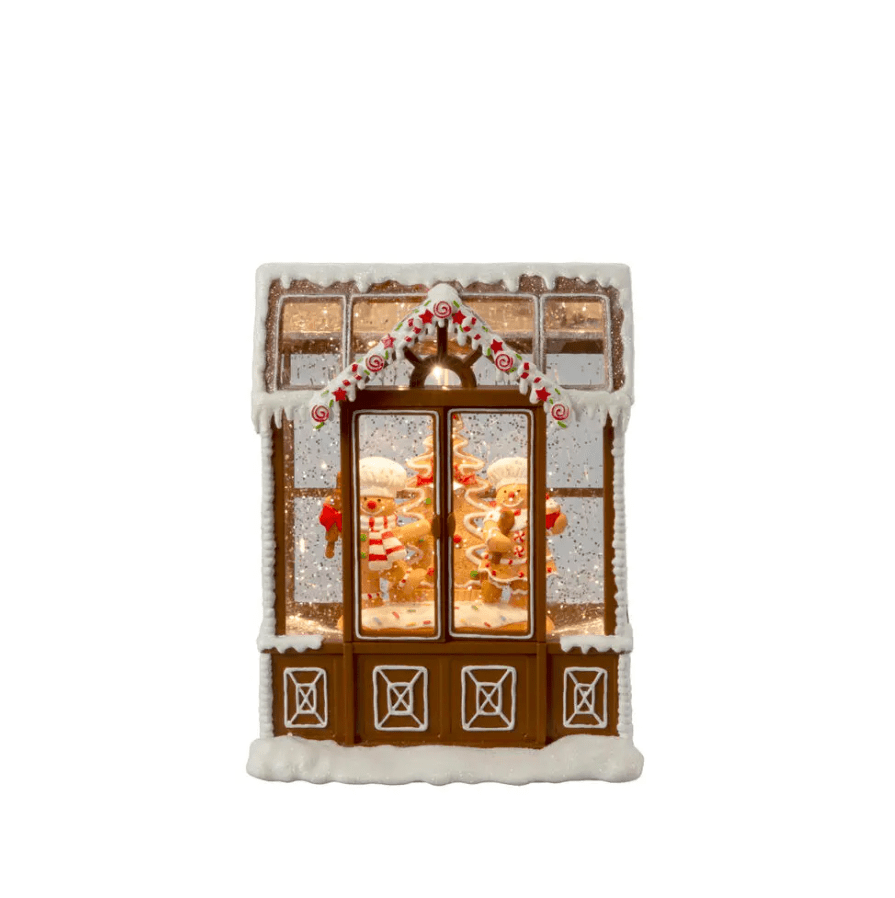Wasserlaterne Lebkuchenhaus Braun Von Konstsmide - Eine s&uuml;&szlig;e, mit Wasser gef&uuml;llte Laterne in Form eines Lebkuchenhauses mit wundersch&ouml;ner warmwei&szlig;er LED-Beleuchtung, die mit der Magie von Weihnachten leuchtet.