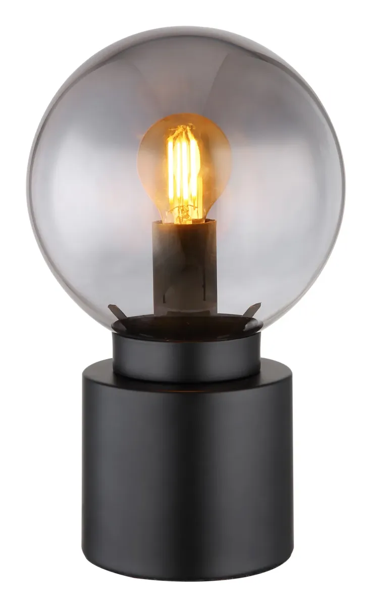 Marka 25cm Schwarz tischlampe Von Globo Lighting - Den praktiska str&ouml;mbrytaren p&aring; sladden g&ouml;r den enkel att anv&auml;nda, och med sin kompakta storlek passar den perfekt p&aring; alla ytor.
