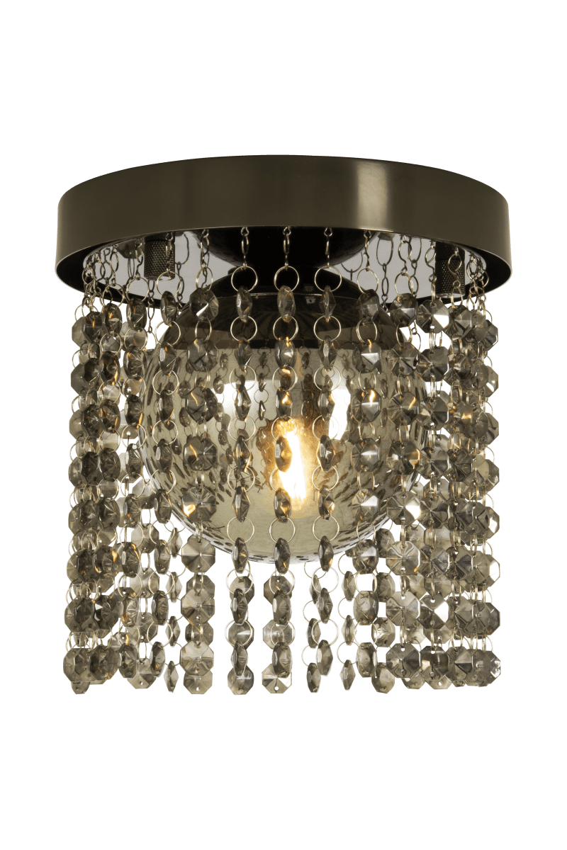 Claudia Ø20 Schwarzchrom badezimmerlampe Von Aneta Lighting - Die Lampe wird direkt an der Decke montiert und ein Rauchglasschirm umgibt die Lichtquelle f&uuml;r eine stimmungsvolle Beleuchtung.