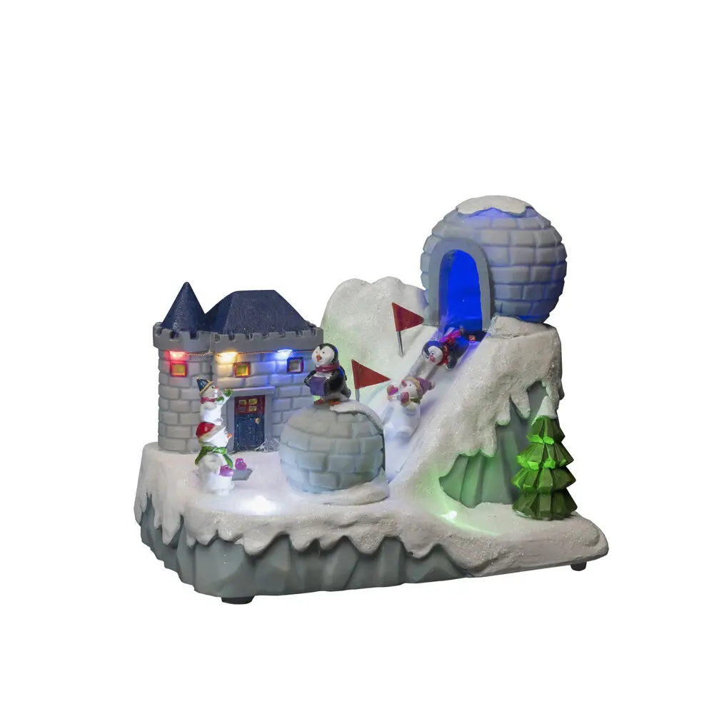 Mechanische Weihnachtsdekoration Mit Skipiste Mehrfarbig Von Konstsmide - Mit fr&ouml;hlichen Figuren, Schneeballschlachten, Rodeln und einem Iglu verbreitet es ein Winterabenteuer voller Bewegung, 8 leuchtenden LED-Lichtern und 8 stimmungsvollen Weihnachtsliedern.