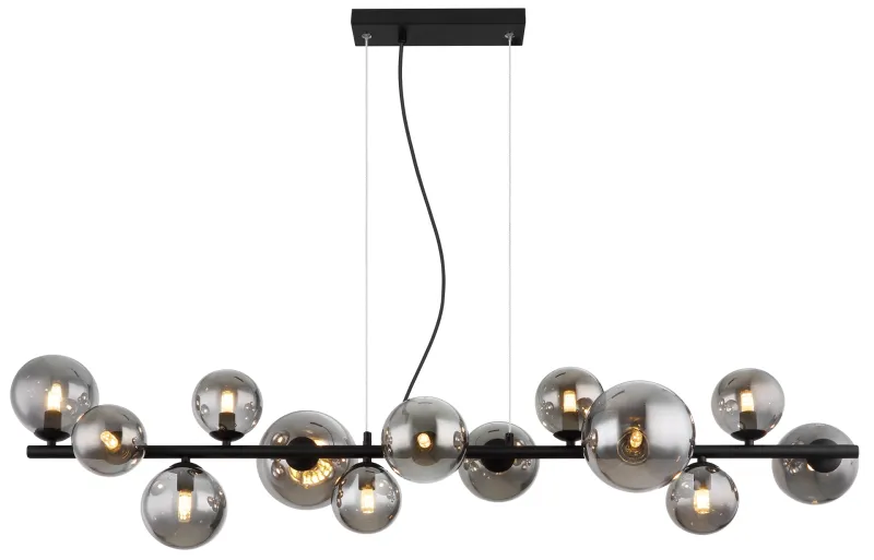 Riha 120cm Rauchfarben hängelampe Von Globo Lighting - Lampan &auml;r av mattsvart metall och ger ditt hem en lyxig och inbjudande atmosf&auml;r.