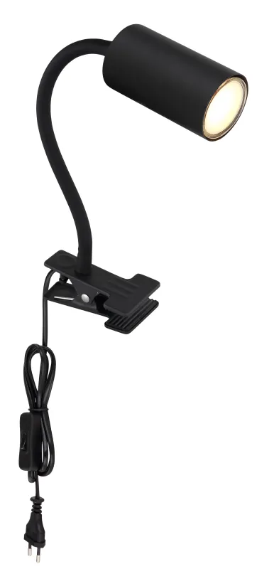 Robby Schwarz klemmlampe Von Globo Lighting - Den lilla klassiska kl&auml;mlampan Robby kombinerar stil och funktion med sin design i vit metall.