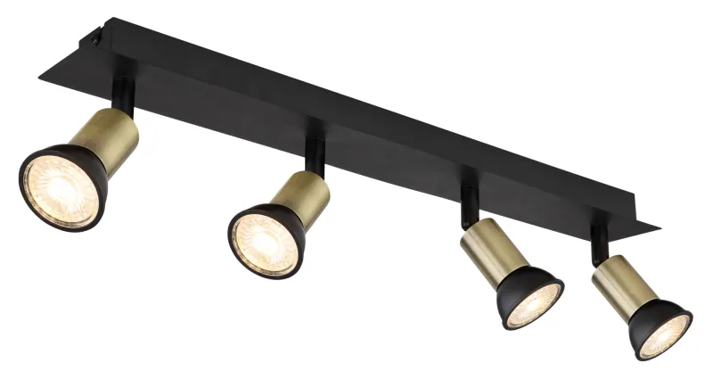 Drew 4 Gold spotlight Von Globo Lighting - Drew &auml;r en stilren takspotlight som imponerar med sin design i mattsvart och guld.