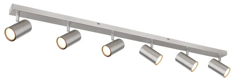 Robby 6 Nickel spotlight Von Globo Lighting - Robby &auml;r en stilren takspotlight som imponerar med sin enhetliga design i nickel.