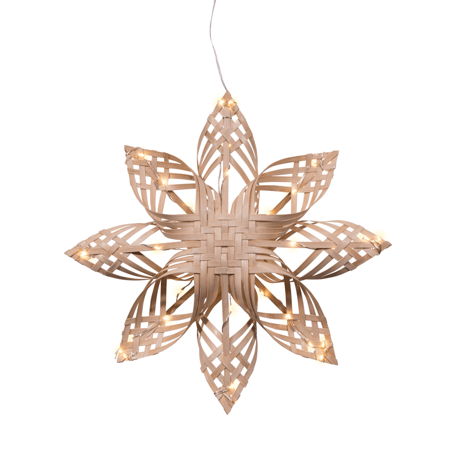 Bambu Ø40 Natur Von Pixie Design - Dieser Bambusstern ist eine wunderschöne und langlebige Lichtdekoration, die ein sanftes und stimmungsvolles Licht verbreitet.