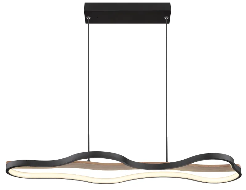 Bezzy 80cm Natur hängelampe Von Globo Lighting - Bezzy takpendel har en unik molnformad design som kombinerar mattsvart metall, m&ouml;rkbrunt tr&auml; och opalsilikon f&ouml;r en stilfull och behaglig belysning.