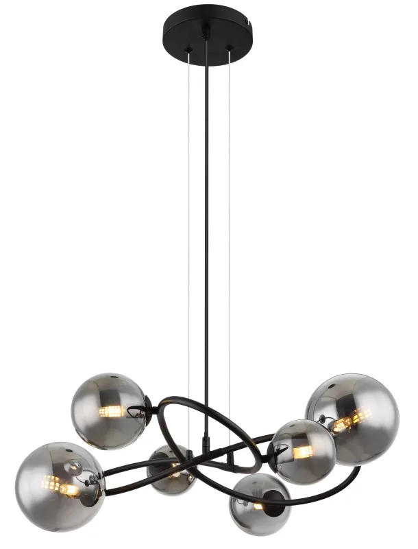 Riha 62cm Rauchfarben hängelampe Von Globo Lighting - Lampan &auml;r av mattsvart metall och ger ditt hem en lyxig och inbjudande atmosf&auml;r.