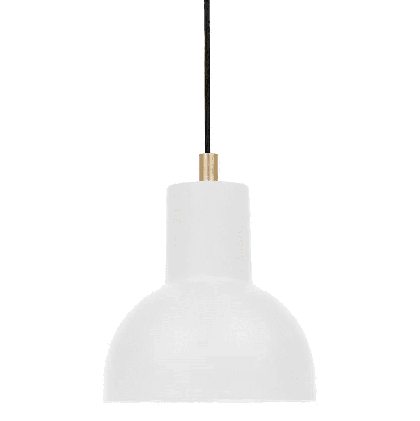 Mini Ø14 Mattweiß hängelampe Von H. Skjalm P - Mini-Anhänger aus mattweißem Metall mit goldfarbener Innenseite und Messingdetails.