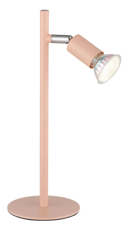 Matrix 30cm Orange schreibtischlampe Von Globo Lighting - Den runda basen och det raka metallr&ouml;ret i matt aprikos f&auml;rg ger ett modernt och elegant uttryck.