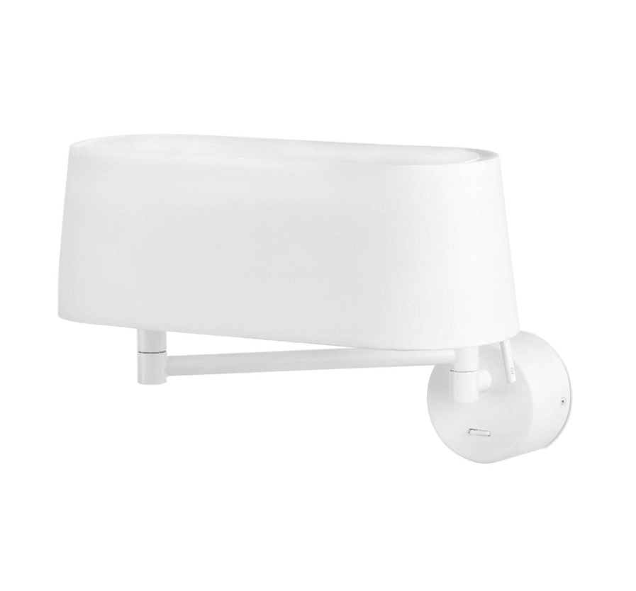 Desliz 52cm Weiß wandlampe Von Faro Barcelona - Die wei&szlig;e Wandleuchte eignet sich ideal zur Beleuchtung des Schlafzimmers und eignet sich perfekt als Leseleuchte.