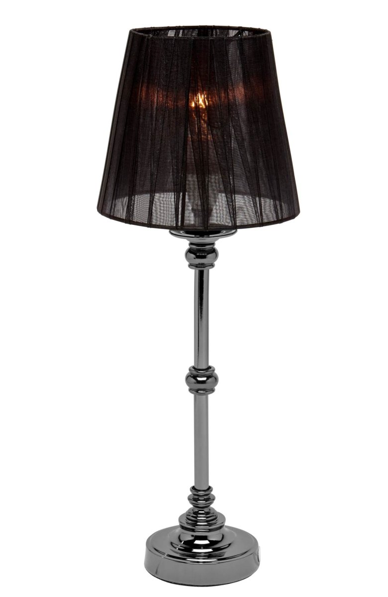 Zoombild von Axel 48cm Satinsilber tischlampe Von Pixie Design - Das elegante Design und die Kombination aus Metall und Textil verleihen der Lampe einen zeitlosen Charme, der zu vielen Einrichtungsstilen passt.