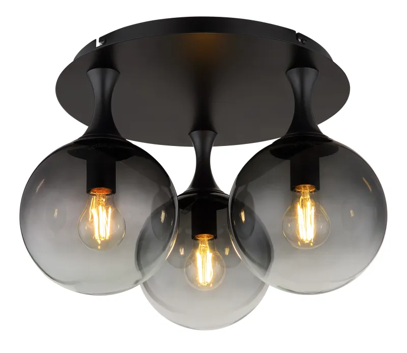 Dalton Ø46 Rauchfarben deckenleuchte Von Globo Lighting - Dalton plafond&nbsp;har en rund design med tre eleganta klot i en sofistikerad r&ouml;kf&auml;rgad ton.