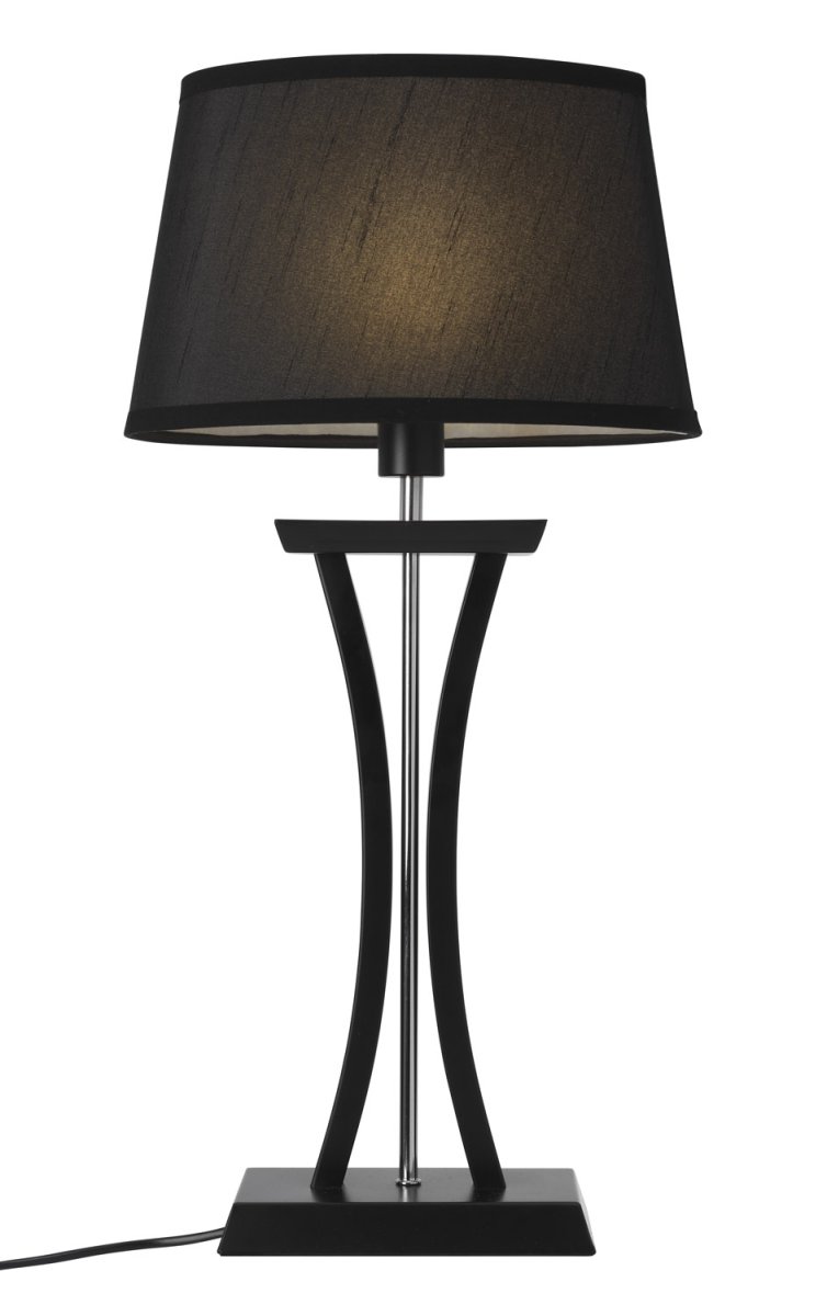 New Chelsea 60cm Schwarz tischlampe Von Cottex - Neue Chelsea XL Tischlampe aus schwarzem Holz&auml; mit Chromdetails und einem eleganten ovalen Schirm, der für eine weiche und angenehme Beleuchtung sorgt.