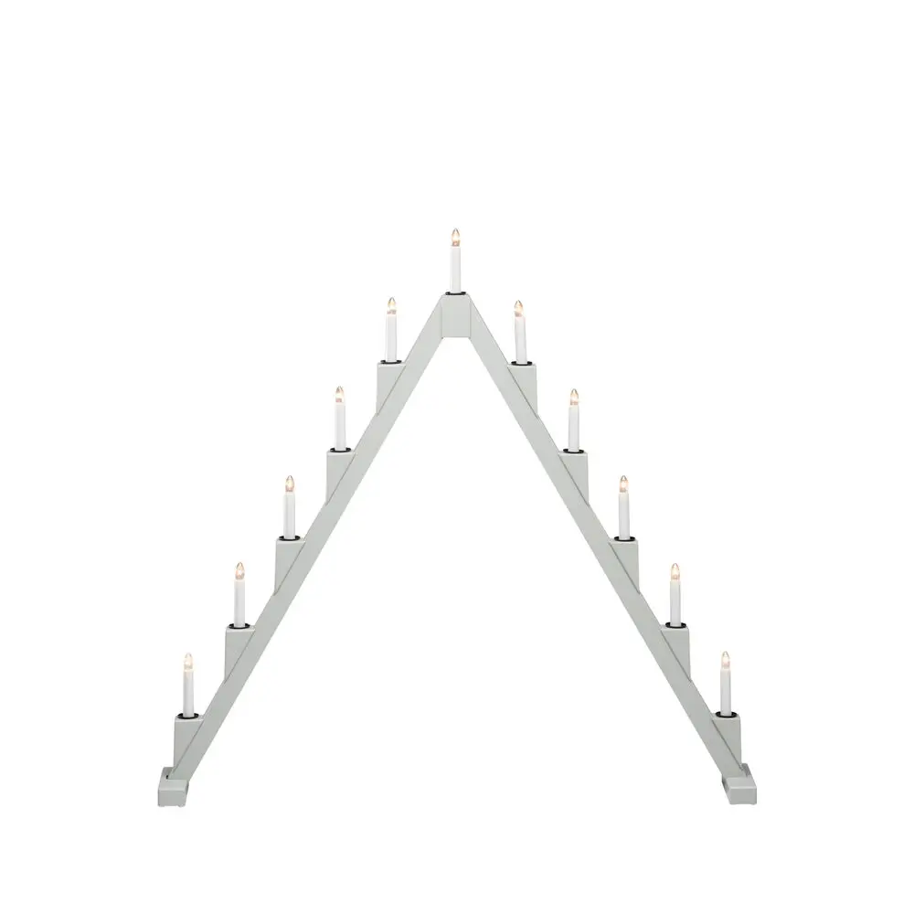 Candelabra 11 Lights Grau Von Konstsmide - Faltbarer elektrischer Kerzenst&auml;nder mit 11 Kerzen, aus grau lackiertem Holz, verziert mit schwarzen Ringen um jede Kerze f&uuml;r eine elegante Note.