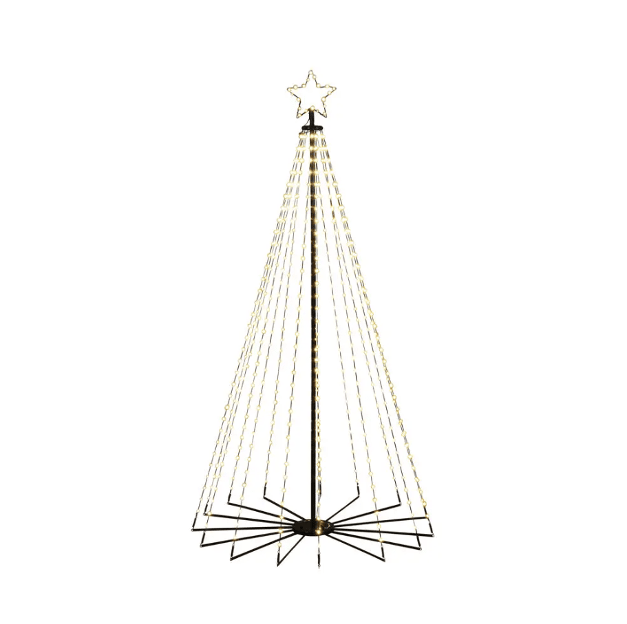 Weihnachtsbaum Aus Metall 1,8m Schwarz Von Konstsmide - Das elegante Design und der leuchtende Stern auf der Spitze machen es zu einer fantastischen Dekoration f&uuml;r den Garten oder die Veranda w&auml;hrend der Weihnachtszeit.