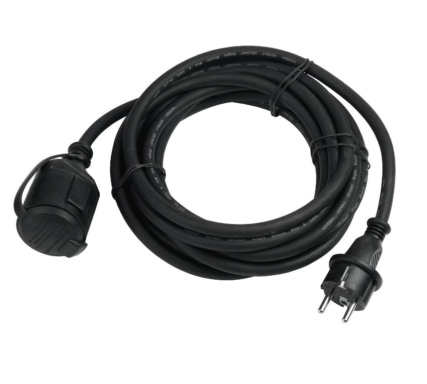 1-Fach Verlängerungskabel 5m Von Airam - Die dicke Gummikabelsplei&szlig;schnur ist f&uuml;r den Einsatz im Au&szlig;enbereich und auch f&uuml;r den professionellen Einsatz vorgesehen.