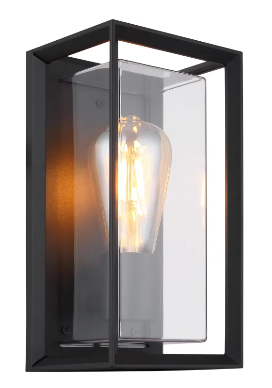 Logana Schwarz außenlampe Von Globo Lighting - Med sin rektangul&auml;ra design och transparenta sk&auml;rm sprider den ett klart och stilrent ljus, perfekt f&ouml;r allt fr&aring;n tr&auml;dg&aring;rdar till uppfarter.