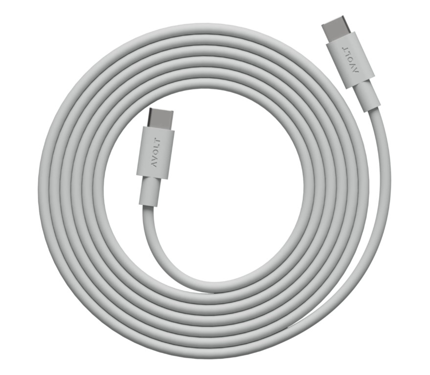 Cable 1 USB C to USB C Charging Cable, 2m Grau Von Avolt - Kabel 1 USB-C auf USB-C von Avolt kombiniert leistungsstarkes Laden mit stilvollem skandinavischen Design.
