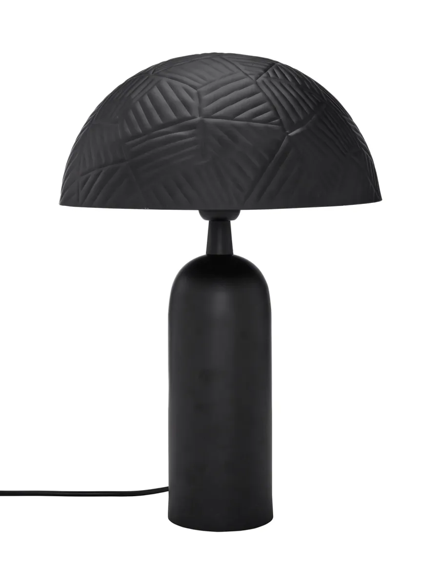 Carter 45cm Schwarz tischlampe Von PR Home - Carter besteht aus Metall in mattschwarzer Ausführung, der Schirm hat einen Durchmesser von 31 cm und ist mit einem dekorativen Hammerschlagmuster versehen.
