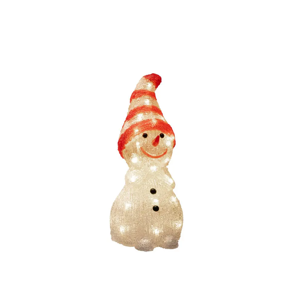 Schneemann Aus Acryl ROT Von Konstsmide - Eine verspielte und wertige Dekoration, die im Garten, auf dem Balkon oder im Flur weihnachtliche Stimmung verbreitet.