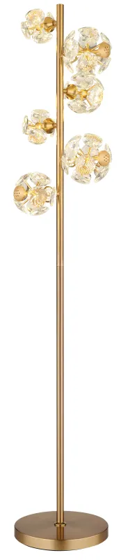 Virina Gold stehlampe Von Globo Lighting - Med en perfekt balans mellan modern design och funktionalitet blir Virina ett lyxigt blickf&aring;ng som f&ouml;rh&ouml;jer rummets karakt&auml;r och skapar unika ljusmoment.