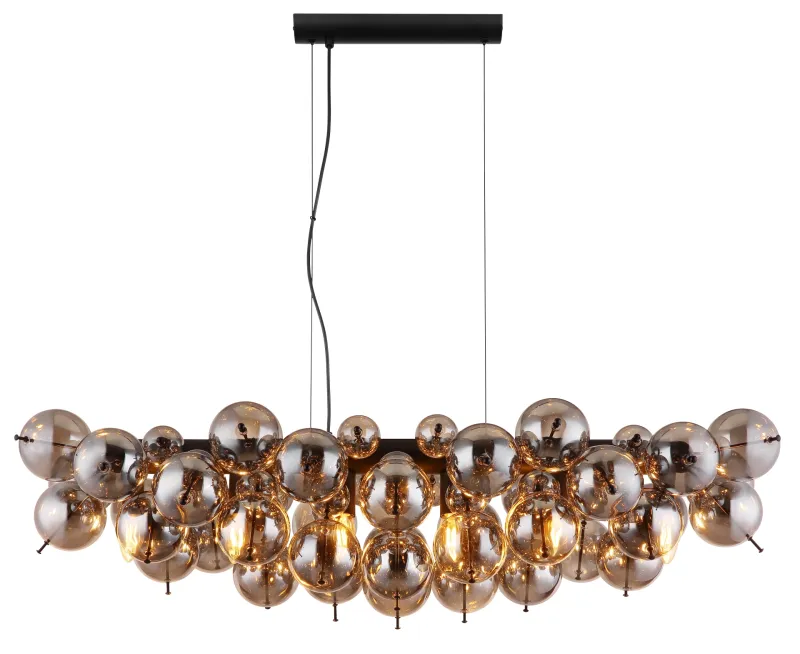 Udo 120cm Rauchfarben hängelampe Von Globo Lighting - Den mattsvarta metallen ger lampan en sofistikerad och modern k&auml;nsla.