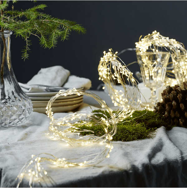 Lichterkette Dew Drop Silber Von Star Trading - Warmwei&szlig;es B&uuml;ndel Tautropfen-LED-Lichterketten mit 80 St&uuml;ck.