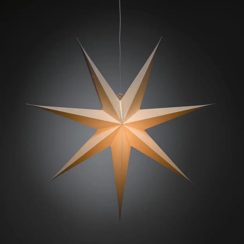 Papierstern Ø78 Weiß Von Konstsmide - Mit seinem stilvollen Design und dem sanften Licht verbreitet es eine ruhige und heimelige Weihnachtsstimmung.