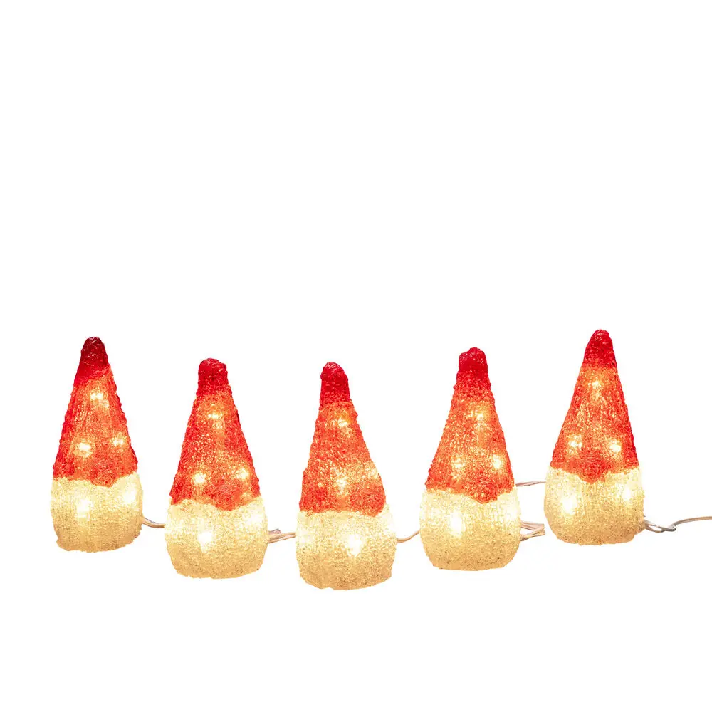 Weihnachtsmänner Aus Acryl ROT Von Konstsmide - Das Set besteht aus 5 Figuren mit insgesamt 40 warmwei&szlig;en LED-Lichtern, die ein sanftes und einladendes Licht verbreiten.