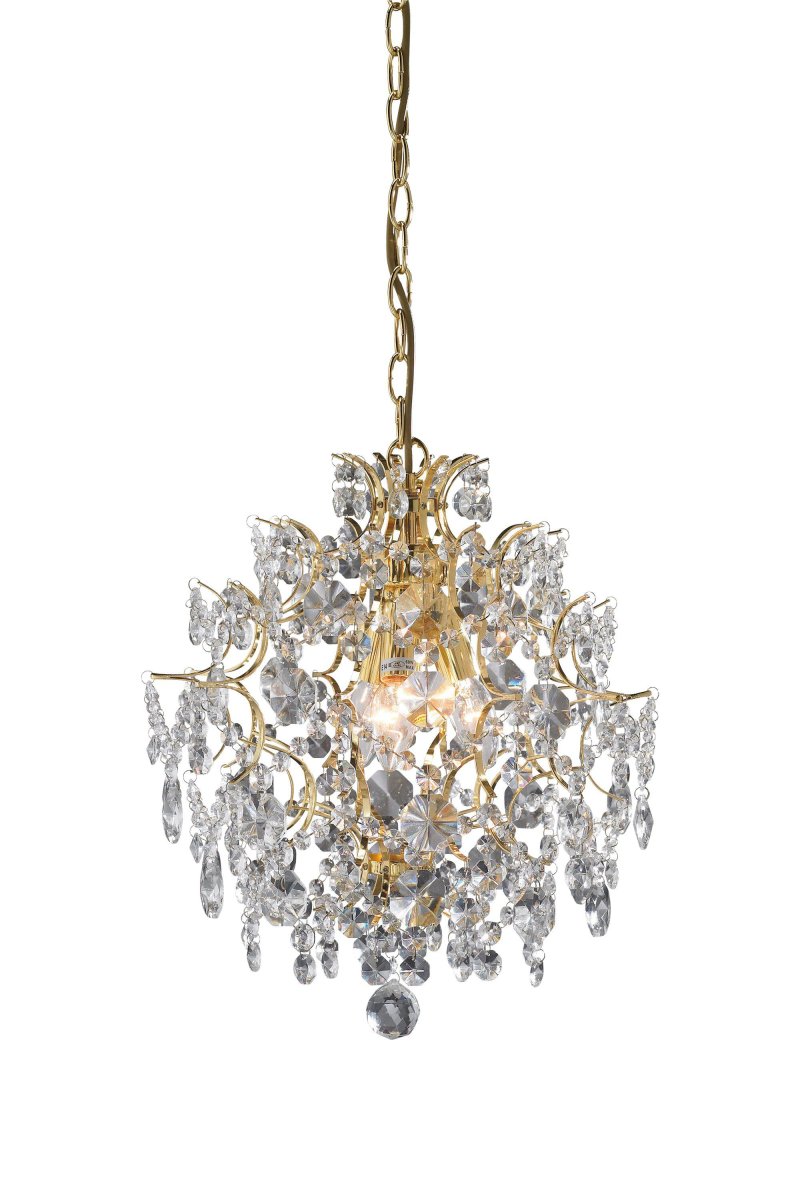Rosendal Ø40 Gold kristall Von Markslöjd - Dieser dekorative Kristallleuchter aus der Serie Rosendal verf&uuml;gt &uuml;ber maschinengeschliffene Prismen und einen eleganten goldfarbenen Rahmen.