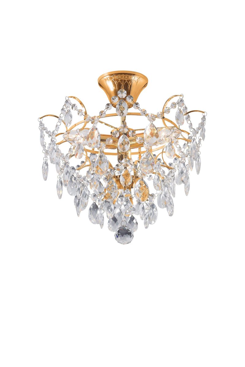 Rosendal Ø35 Gold kristall Von Markslöjd - Mit ihren drei Lichtquellen spendet sie ein elegantes Licht und passt perfekt über einen gedeckten Tisch oder als luxuriöses Detail in das Wohnzimmer des Hauses.