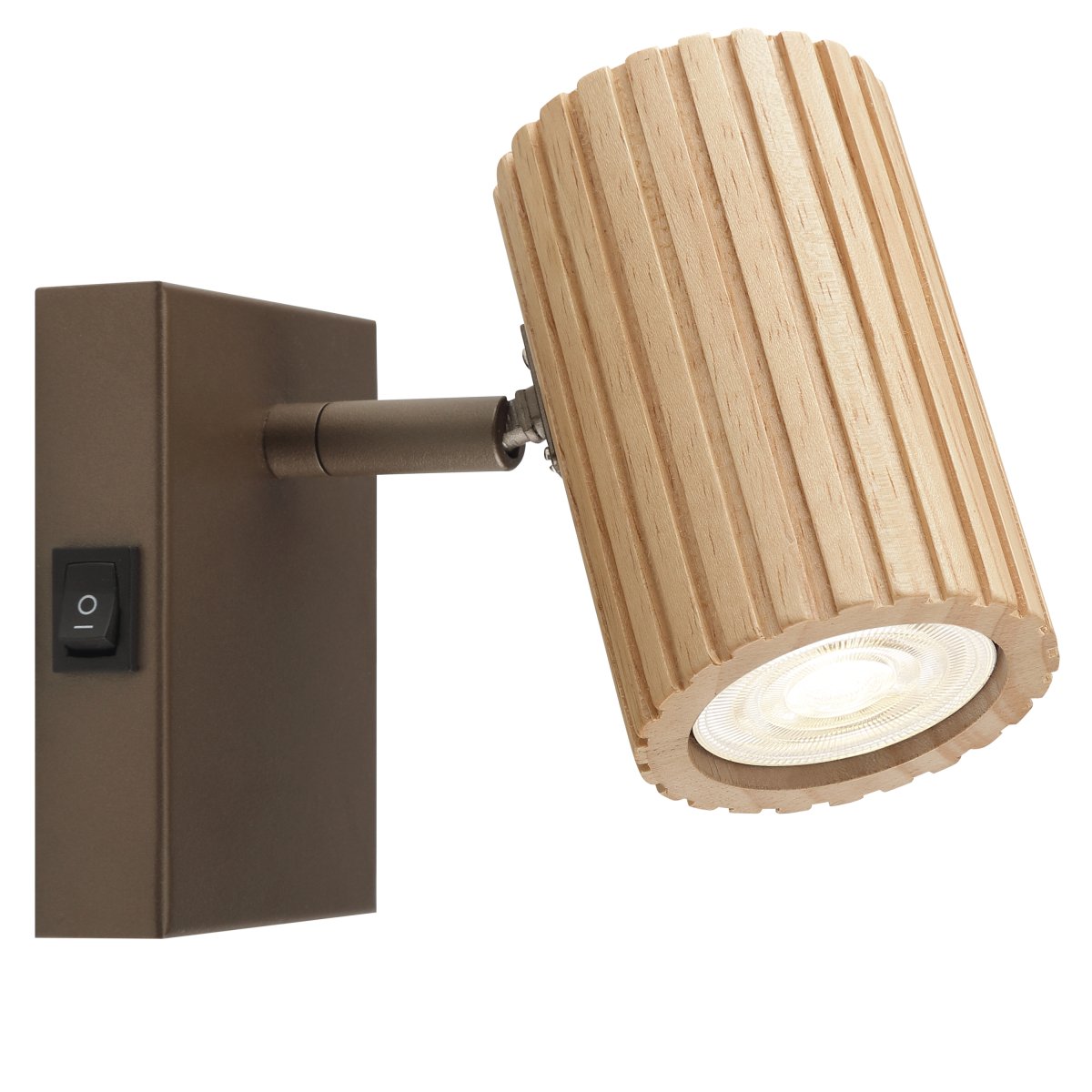 Lakewood 17cm Braun leselampe Von Brilliant - Die Wandleuchte Lakewood vereint braunes Metall mit hellem, geriffeltem Holz und besticht durch ihre warme und stilvolle Optik.