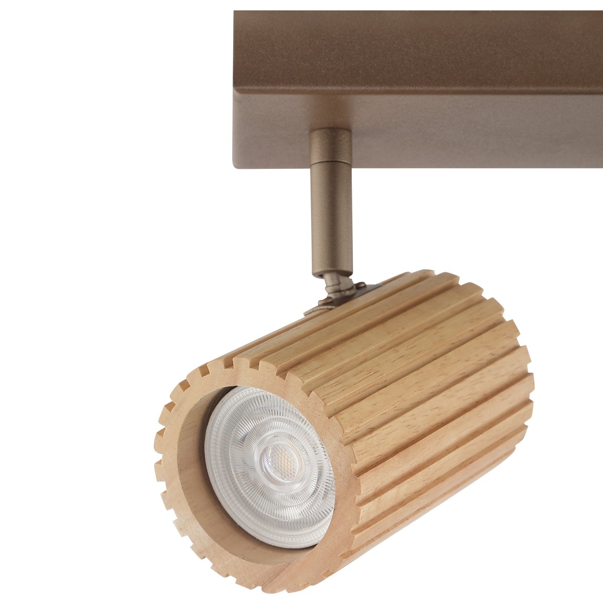 Lakewood 2 Braun spotlight Von Brilliant - Der Deckenstrahler Lakewood kombiniert braunes Metall mit hellem, geriffeltem Holz und verleiht der Leuchte so eine warme und stilvolle Optik.