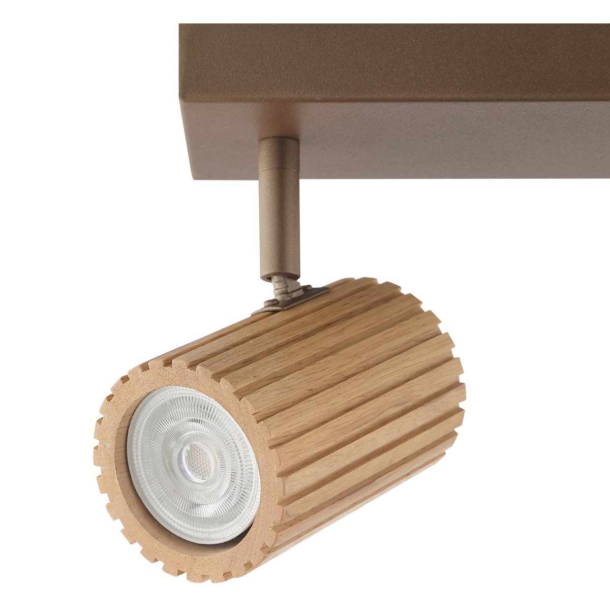 Lakewood 4 Braun spotlight Von Brilliant - Der Deckenstrahler Lakewood kombiniert braunes Metall mit hellem, geriffeltem Holz und verleiht der Leuchte so eine warme und stilvolle Optik.