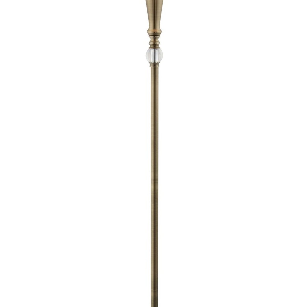 Oscar Antikes Messing stehlampe Von Searchlight - Mit seinem antiken Messing-Finish und dem wunderschönen, von Leinen inspirierten Schirm erzeugt es ein warmes und weiches Licht, das zu einer einladenden Atmosphäre beiträgt.