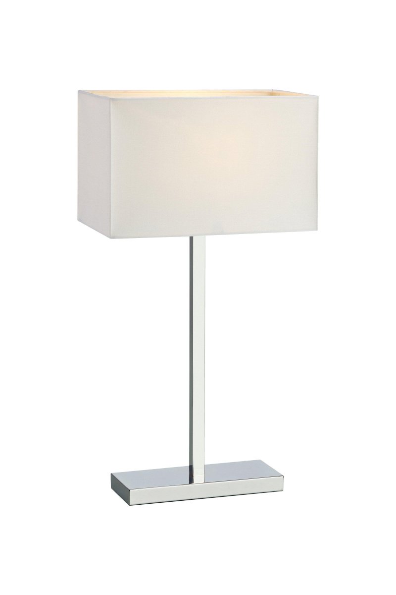 Savoy 50cm Weiß tischlampe Von Markslöjd - Die Tischleuchte Savoy in Chrom und weißem Textilschirm hat ein elegantes und stilvolles Design.